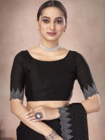 Black Satin Chiffon Saree